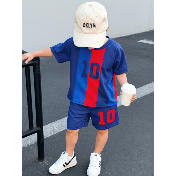PureChapter Boys' 10 Soccer Jersey & Shorts Set - Breathable Athletic Sportswear for Kids