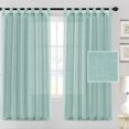 thumbnail image 1 of Living Room & Bedroom Divider, Sliding Set of 2 Semi-Transparent Linen Look Curtains, 1 of 5