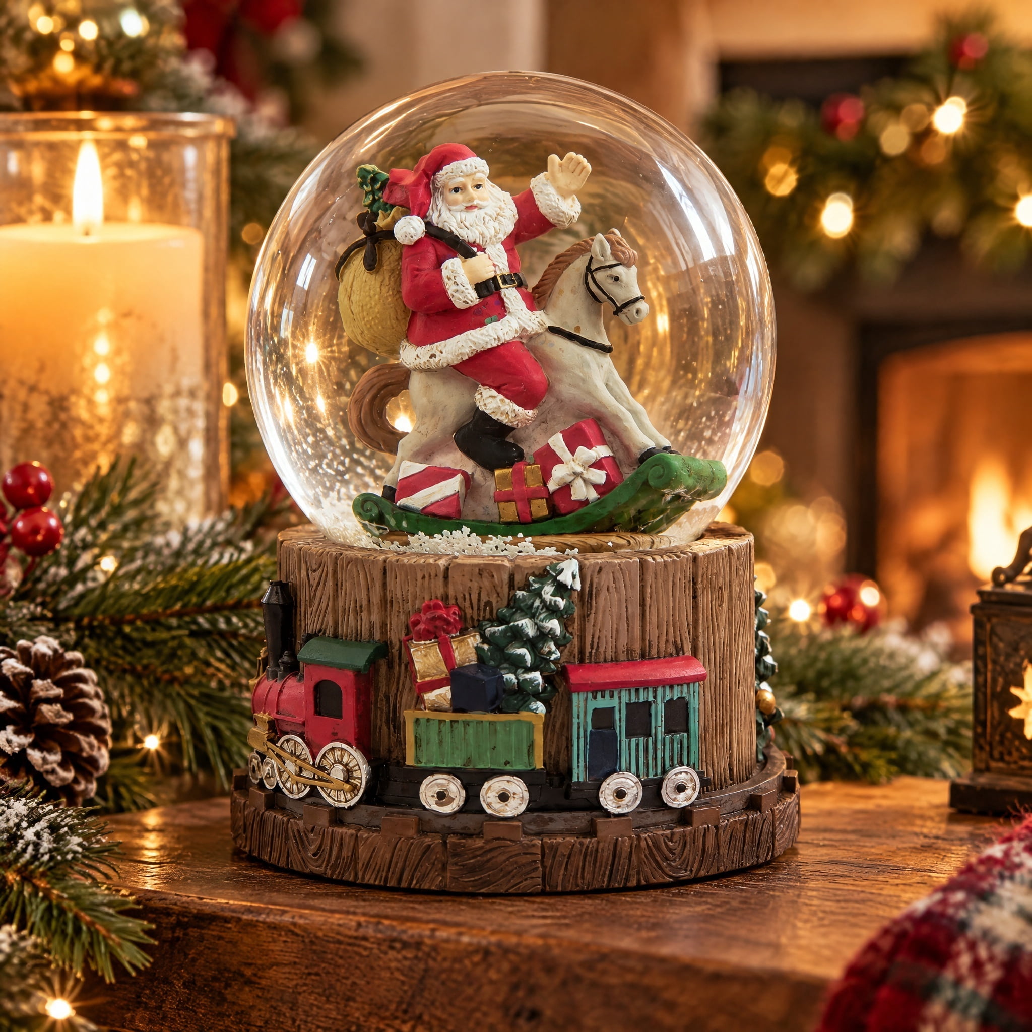 Santa on Rocking Horse Musical Christmas Snow Globe, Multicolor, 5.7", by Holiday Time