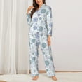 thumbnail image 2 of Honeii Retro ice blue snowflakes Print Women's Pajama Sets Long Sleeve Button Down Sleepwear Nightwear Soft Pjs Lounge Sets 2PCS-Medium, 2 of 7