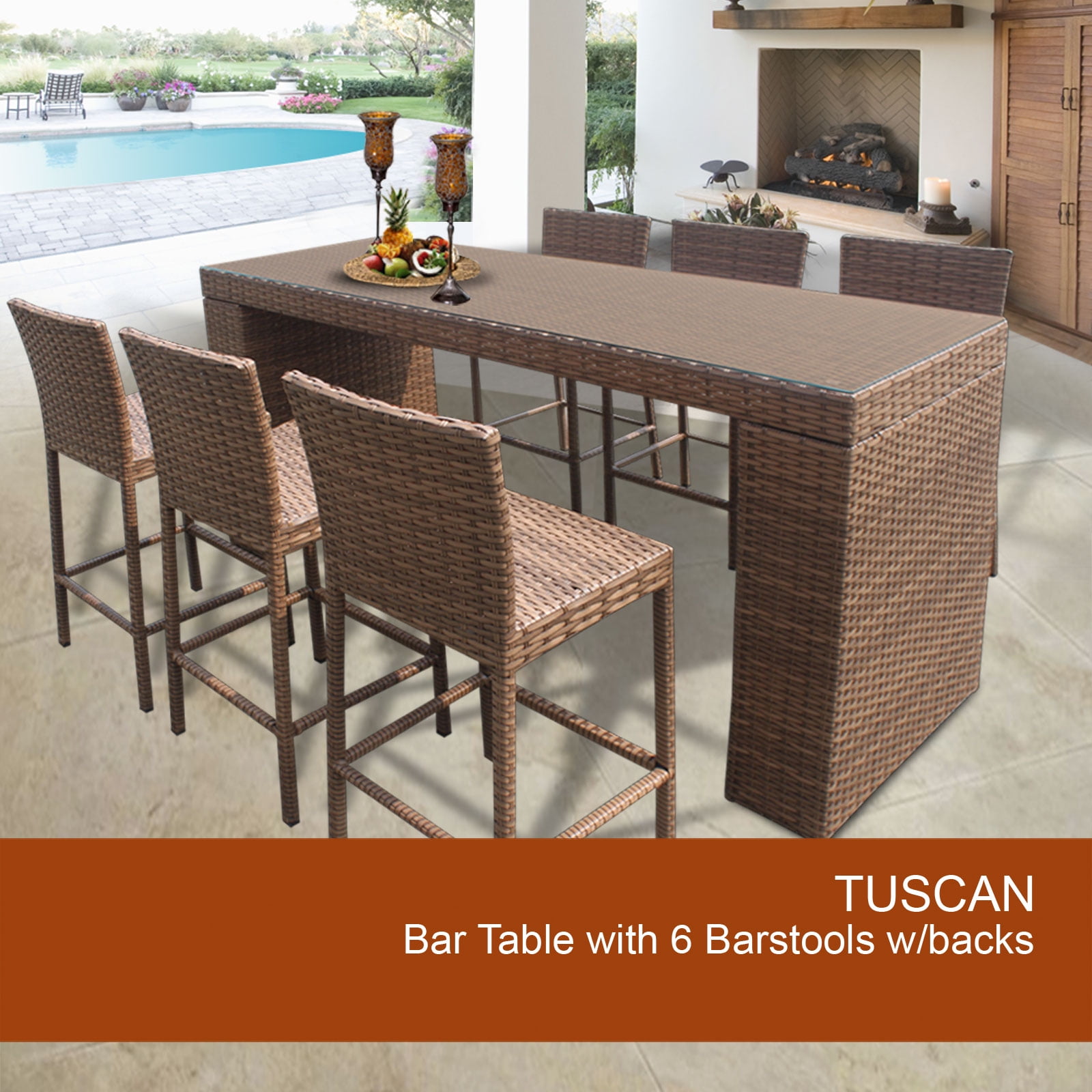 Tuscan Bar Table Set With Barstools 7 Piece Outdoor Wicker Patio Tuscan Bar Table Set With Barstools 7 Piece Outdoor Wicker Patio Furniture Com