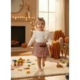 thumbnail image 4 of Happy Town Toddler Girl Fall Outfits Ruffle Top & Plaid Skirt with Hat 3-Piece Set,Size 12M-5T, 4 of 9