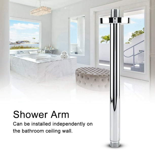 Shower Arm Pipe,Stainless Steel Round Top Shower Head Extension