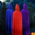 thumbnail image 2 of Adult Halloween Velvet Cloak Hooded Medieval Costume Witch Vampire Halloween Costume Dress Coats, 2 of 7