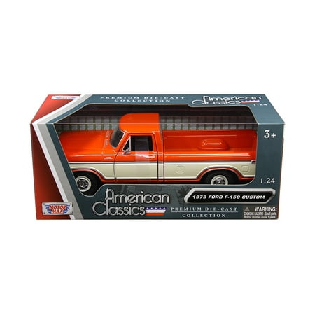 40 Ford Truck - 1979 Ford F-150 Custom Pickup Truck Orange and Cream 1/24 Diecast Model Car by Motormax