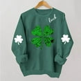 thumbnail image 4 of FAVIPT Women's Crew Neck Lucky Shamrock Sweatshirt St Patricks Cute Shirts Long Sleeve Printed Casual Pullover Tops Green,S, 4 of 7