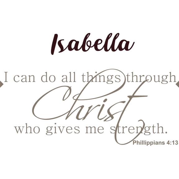 Personalized Name Vinyl Decal Sticker Custom Initial Wall Personalization I Can Do All Things Through Christ Who Gives Me Strength Bible Quote 14X26”