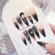 thumbnail image 4 of 24 uñas postizas MACHAO de Halloween góticas rosas negras con diamantes de imitación largas acrílicas, 4 of 5