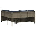 thumbnail image 6 of vidaXL Patio Sofa with Table and Cushions L-Shaped Poly Rattan Brown/Gray/Black, 6 of 11