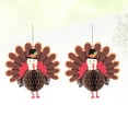 thumbnail image 3 of WHAMVOX 2pcs Coffee Turkey Honeycomb Ball Party Decoration Reusable Plastic Paper Decor for Thanksgiving, 3 of 8