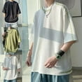 thumbnail image 6 of Mens Manual Suture Harajuku Casual T-Shirts Loose Half Sleeve Tops Streetwear, 6 of 8