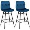 thumbnail image 1 of Costway Set of 2 Velvet Bar Stools Bar Height Kitchen Dining Chairs with Metal Legs Blue, 1 of 9
