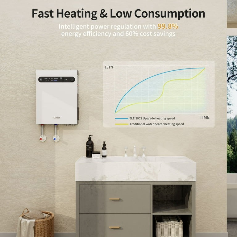 Tankless Water Heater Electric,27KW 240V On Demand Instant Hot