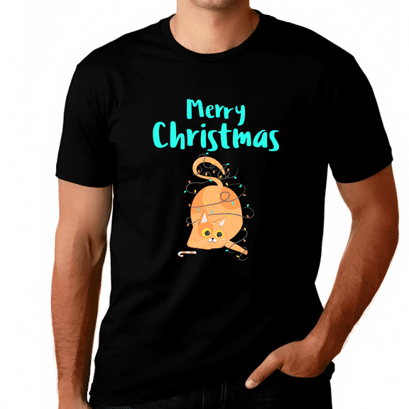 Funny Christmas Cat Plus Size Christmas Pajamas for Men Plus Size Christmas Shirt Mens Christmas Shirt