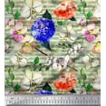 thumbnail image 1 of Soimoi Coton Jersey Tissu Rayé & Orchidée Imprimé Floral 1 Yard 58 Inch Wide, 1 of 3