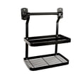 thumbnail image 1 of Estante de condimentos de acero inoxidable con barra de 35 cm, diseño de doble nivel, color negro, tamaño de paquete 37x8x14 cm, peso 1400 g. Incluye 1 estante y 1 barra., 1 of 6