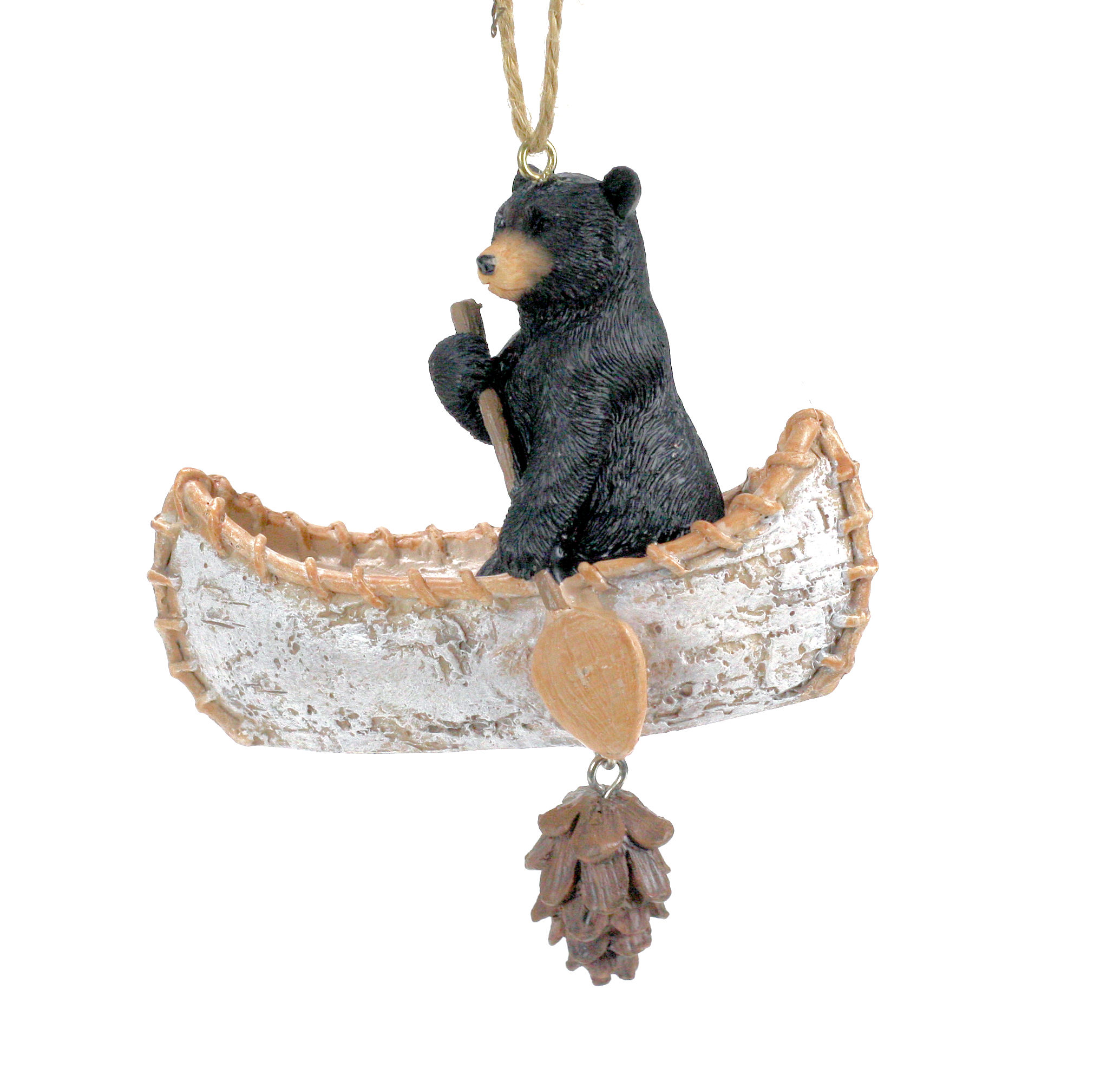 Glenhaven Bear Rowing Canoe Ornament