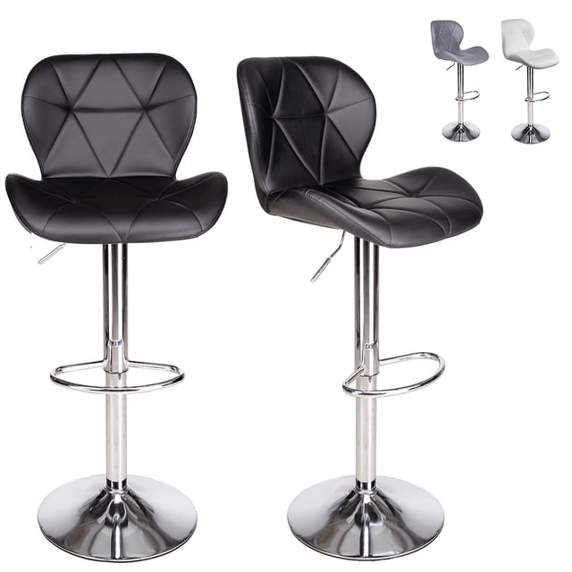 Set De 2 Bancos De Cocina Mostrador Barra Silla Taburete Comedor Respaldo Alto Altura Regulable y Función Giratoria 360°