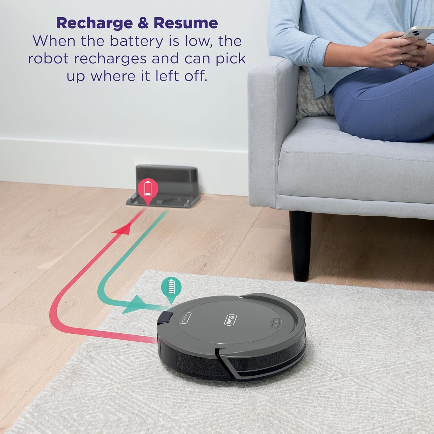 SHARK NAVIGATOR ROBOT VACUUM WITH SMARTPATH AND SELF-CLEANING, RV2110 - GREY