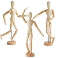 thumbnail image 1 of Paquete de 3 figuras de arte posables, modelo de maniquí de dibujo de madera flexible para artistas que dibujan (13 pulgadas), 1 of 9