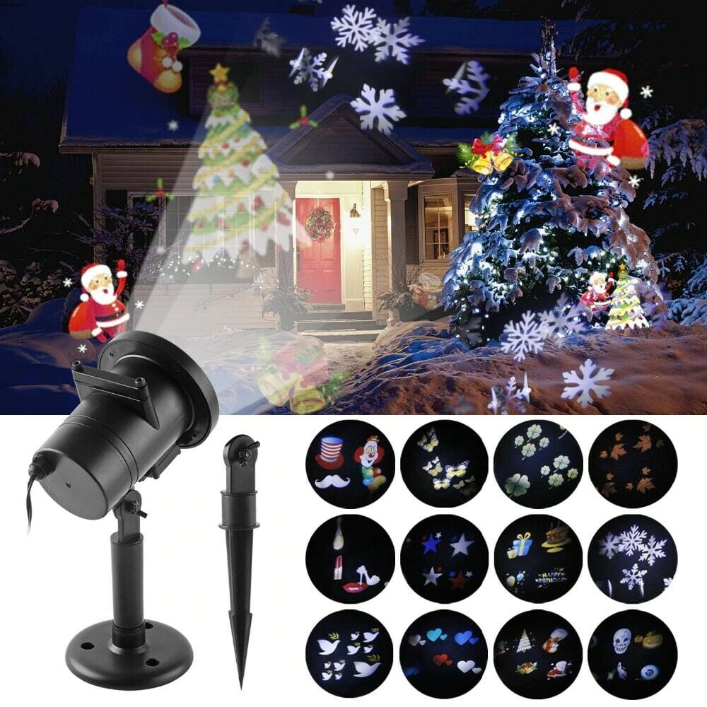 Outdoor Christmas Lights LED Snow Laser Projector Light Fairy Snowfall Lamp New 