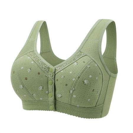 HCURIBAD Clearance! Wireless Bras  Womens Daisy Bra Sports Bras Front Snaps Wireless Beauty Back Full Coverage Comfor Easy Close Bras  Seamless Bra  Backless Bra  Bras for Women Green M