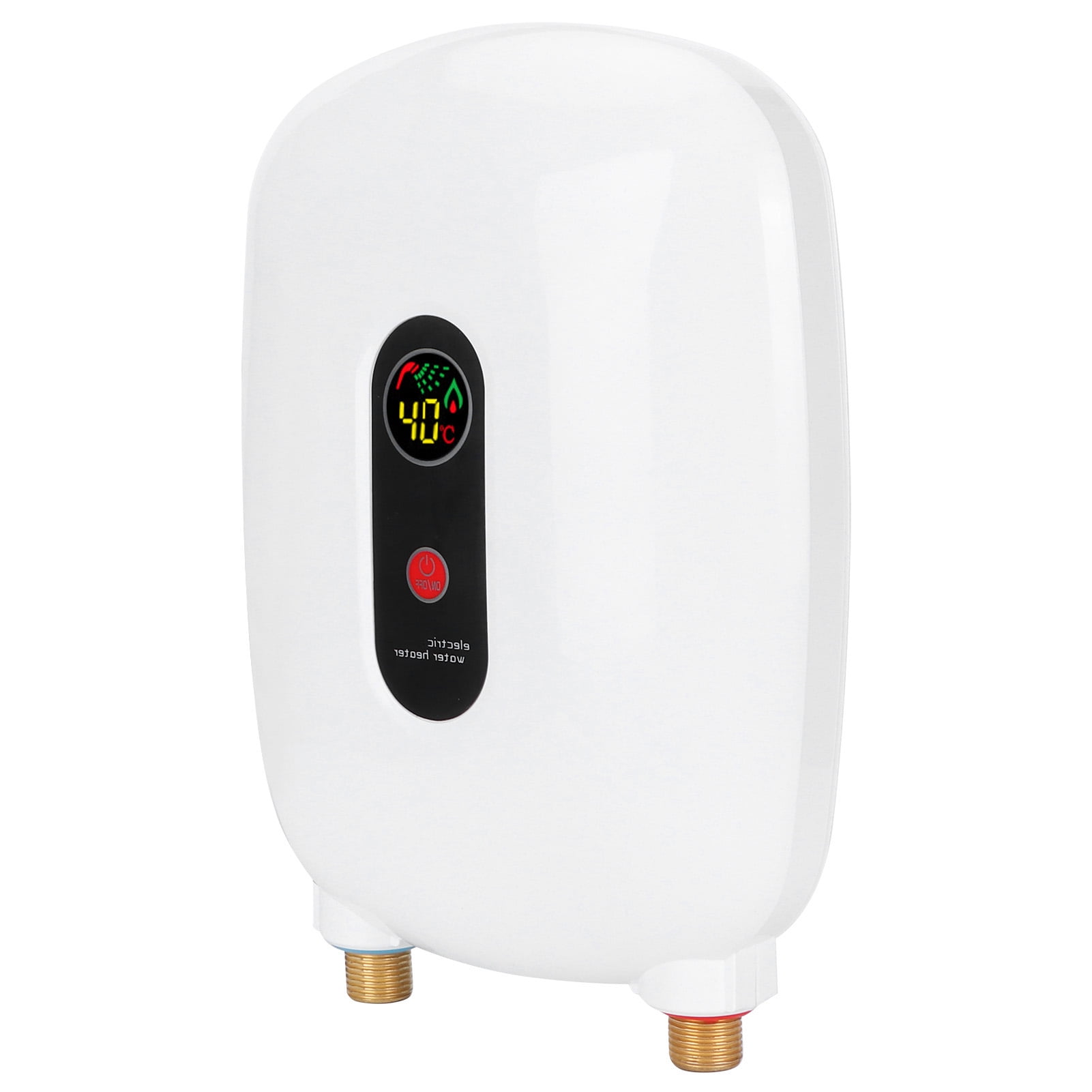 Riousery Mini Tankless Hot Water Heater Electric Fixed Frequency Appliance for Bathroom Shower Kitchen Fast Heating 3500W 220V EU Plug Stainless Steel White Compact Design 11.4 inches / 29 cm