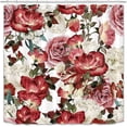thumbnail image 2 of Vintage Floral Shower Curtain with Hooks,Peony Rose Flower Blossom Bathroom Curtain Red Pink White,72x72 inch Waterproof Polyester Fabric Bathroom Accessories, 2 of 6
