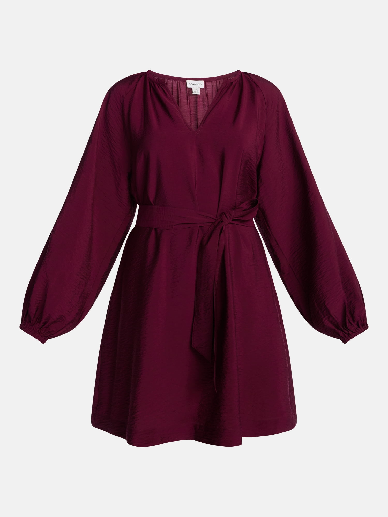 Scenario Women's and Women's Plus Mini Dress with Long Balloon Sleeves, Sizes XS-4X
