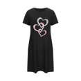 thumbnail image 4 of Camisón corto de poliéster para mujer, talla grande, estampado de San Valentín, cuello redondo, manga corta, 4 of 4