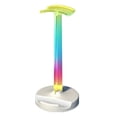 thumbnail image 1 of RGB Gaming Headphone Stand with Dynamic 7-Color Cycle LED Lights, Desktop Headset Holder for PC Gamers, Automatic Color-Changing, Cable Management, 1 of 8