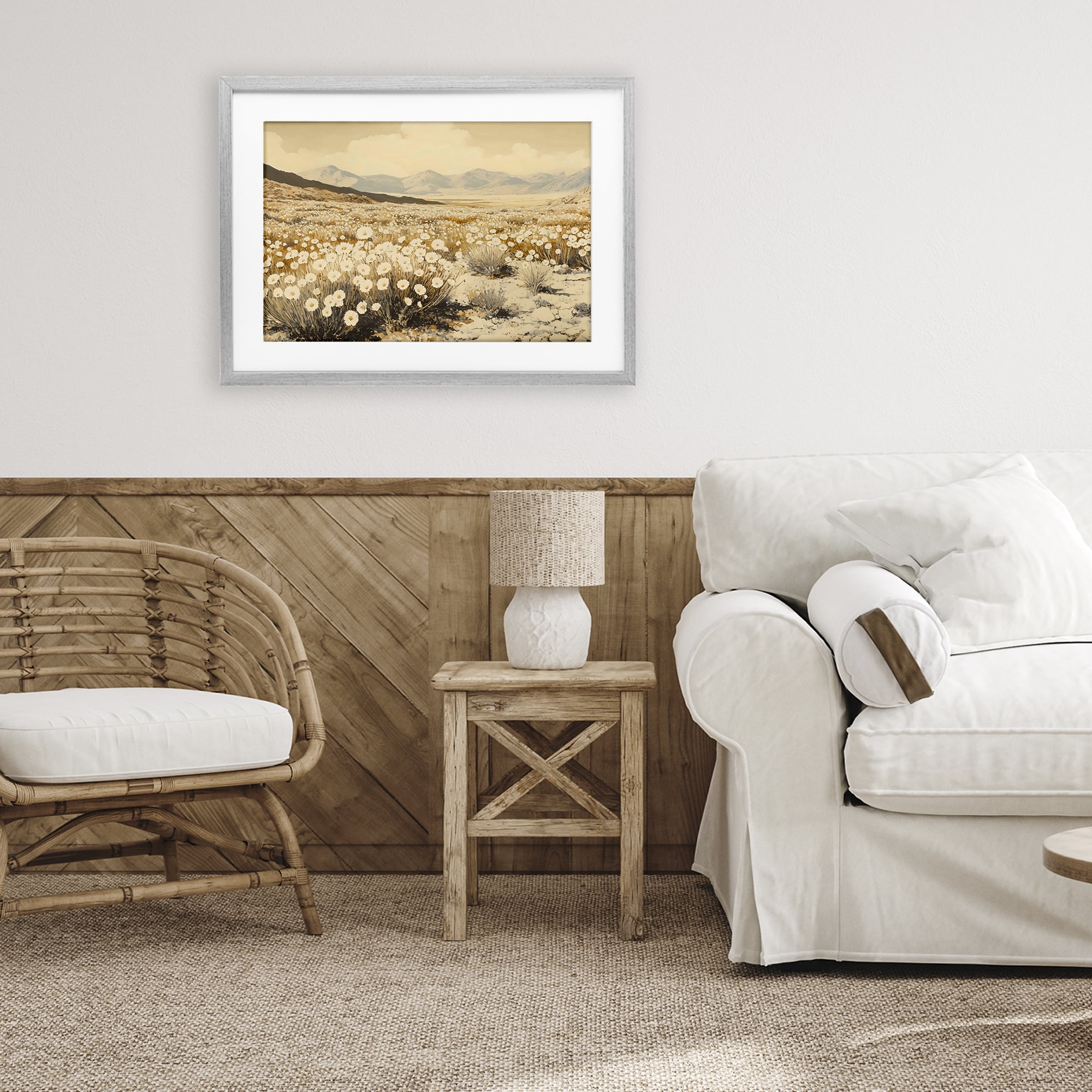 Stupell Industries Desert Wildflowers in Golden Valley Gray Framed Print Under Glass, design by Franklyn Gregory