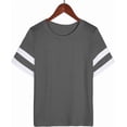 thumbnail image 3 of Womens T Shirts Loose Fit Short Sleeve Tees with White Striped Sleeves Casual Loose Crew Neck Tee Summer Lightweight Girls Outfits Clothes, 3 of 5
