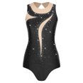 thumbnail image 4 of SiiRoh Women's Gymnastics Leotard One Piece Sleeveless Rhinestones Bodysuit for Ballet Dance Skating Black XXL, 4 of 6