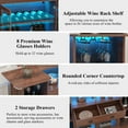 thumbnail image 4 of Loomie Bar Table Cabinet with LED & Drawer, Mini Liquor Bar with 8-Tier Storage & Stemware Holder, Wine Alcohol Bar Stand with Glass Door & Adjustable Wine Rack, Crescent Shaped Counter for Home Pub, 4 of 6