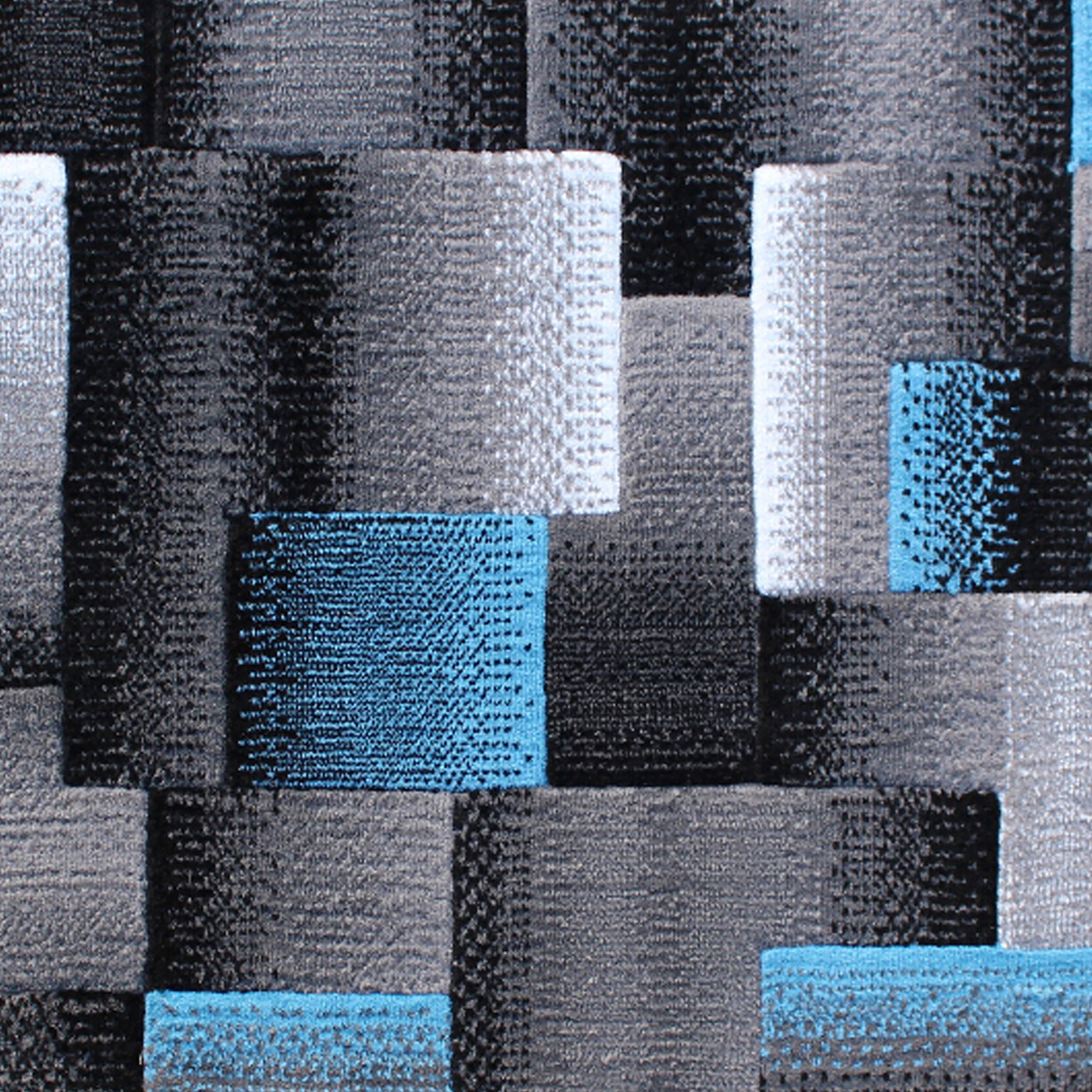 Masada Rugs Modern Runner Rug - 2' X 7' Grey Black White Abstract Design, Polypropylene High Pile