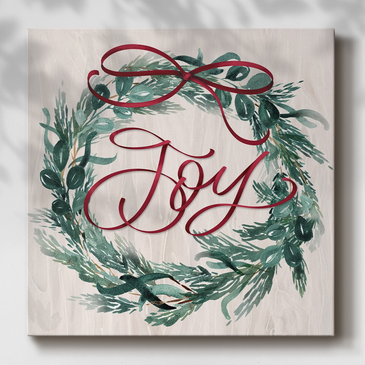 Joy Ribbon Wreath- Gallery Wrapped Canvas