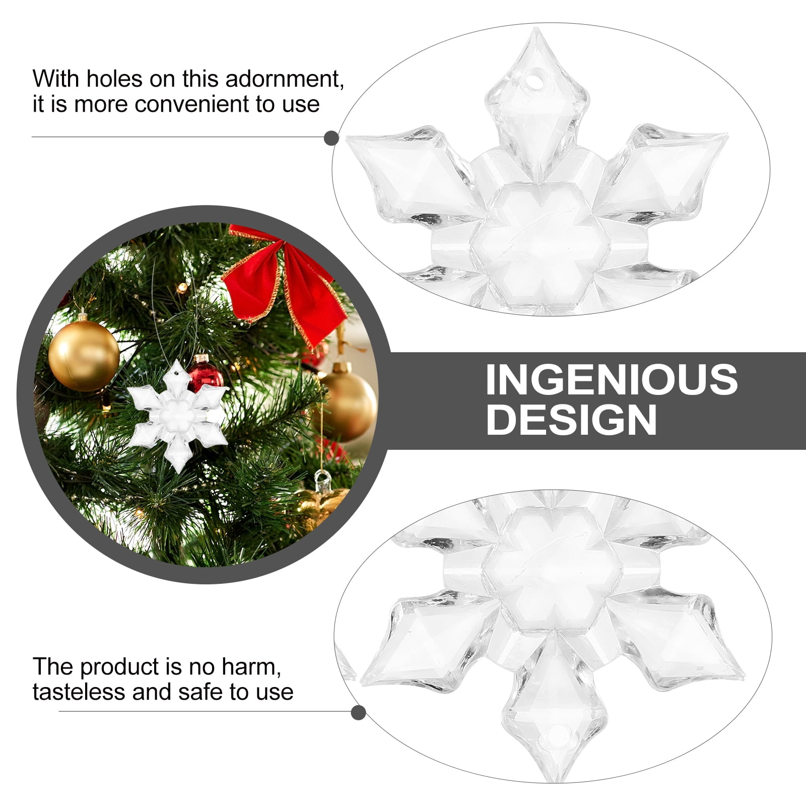 Masteelf 72 pcs  Craft Acrylic Clear Crystal Snowflakes Ornaments Christmas Decorations