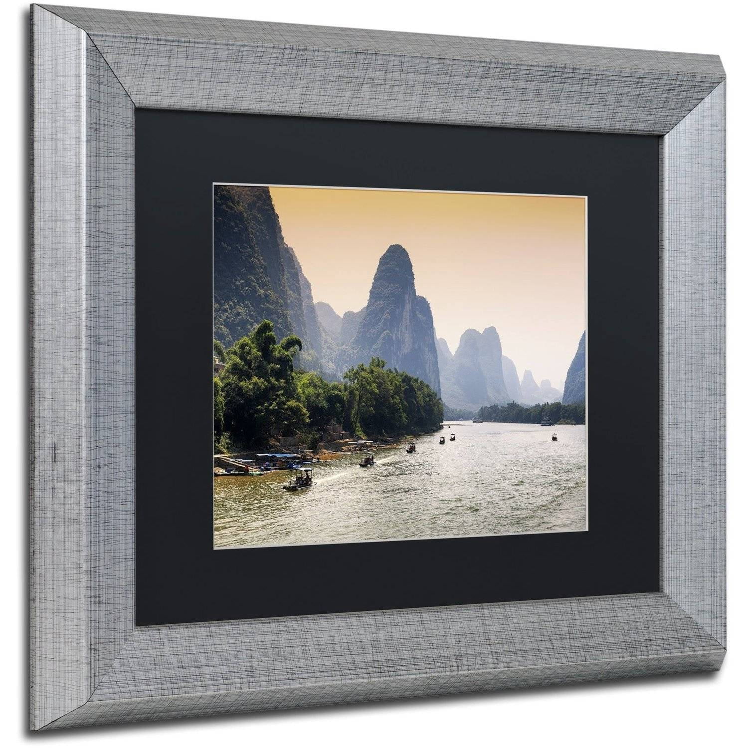 Trademark Fine Art "Li River" Canvas Art by Philippe Hugonnard, Black Matte, Silver Frame