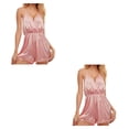 thumbnail image 1 of Guardurnaity Body con cuello en V de algodón vestido de noche sin espalda aniversario pijama apasionado mono ropa de dormir lencería para mujer rosa S Rosado S 2piezas Guardurnaity CBP391490, 1 of 6