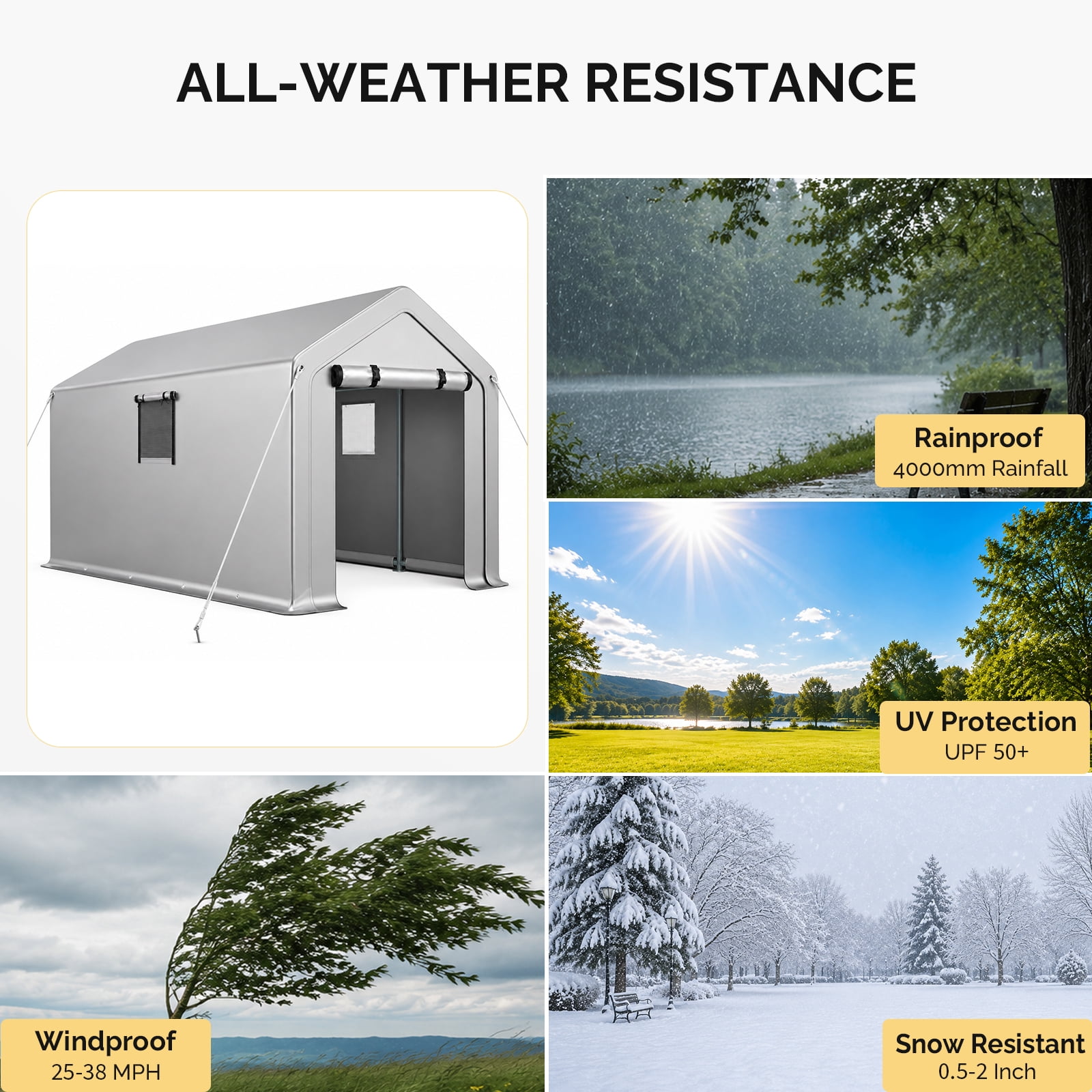 6x10 FT Storage Shed with 2 Roll-up Windows, Heavy Duty Bike Tent