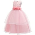 thumbnail image 4 of Girls Tutu-Dresses Tiered Tulle Formal Sleeveless Floral Embroidery Cocktail Gowns Teens Juniors Solid High Waisted Birthday Party Dress, 4 of 8