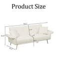 thumbnail image 4 of Modern Teddy Fabric Comfy Sofa with 2 Pillows for Living Room, Convertible Couch with Folding Armrest Beige, 4 of 7