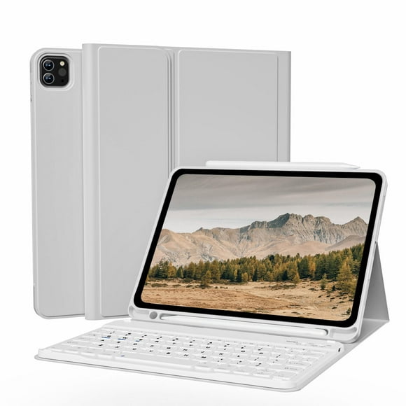 Funda con teclado KVTVOU para iPad Pro de 11 pulgadas (4.ª, 3.ª y 2.ª generación), color gris