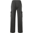 thumbnail image 4 of Plebaso Mens Cargo Sweatpants Open Bottom Wide Leg Pants Elastic Waist Drawstring Trousers Activewear, 4 of 5