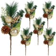 thumbnail image 1 of Picks Navideños Artificiales DR.DUDU 6 Piezas 30 cm Decoración Dorada, 1 of 8