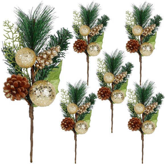 Picks Navideños Artificiales DR.DUDU 6 Piezas 30 cm Decoración Dorada