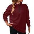 thumbnail image 2 of qolati Womens Oversized Sweatshirts 2023 Half Zip Long Sleeve Workout Pullover Tops Trendy Solid Basic Fall Y2k Clothes, 2 of 5