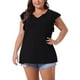 thumbnail image 1 of Blusa casual de verano con cuello en V y mangas con volantes para mujeres de talla grande Agnes Orinda 3X negra, 1 of 6