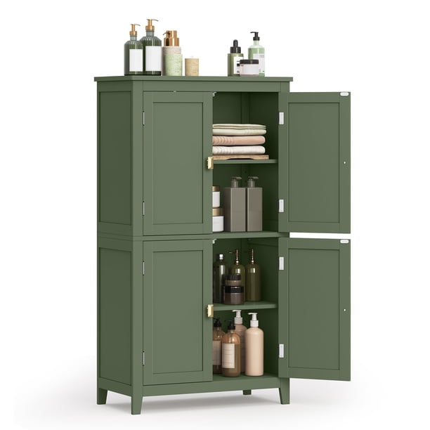 Gabinete de almacenamiento de piso para baño VASAGLE Forest Green